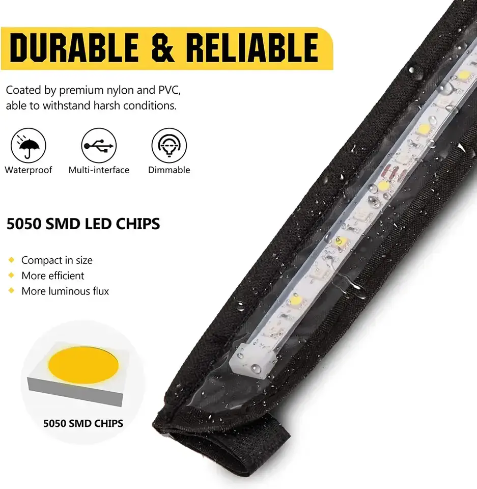 Awning 12V Dimmable LED Camping Light Flexible Strips Amber And White - Image 3