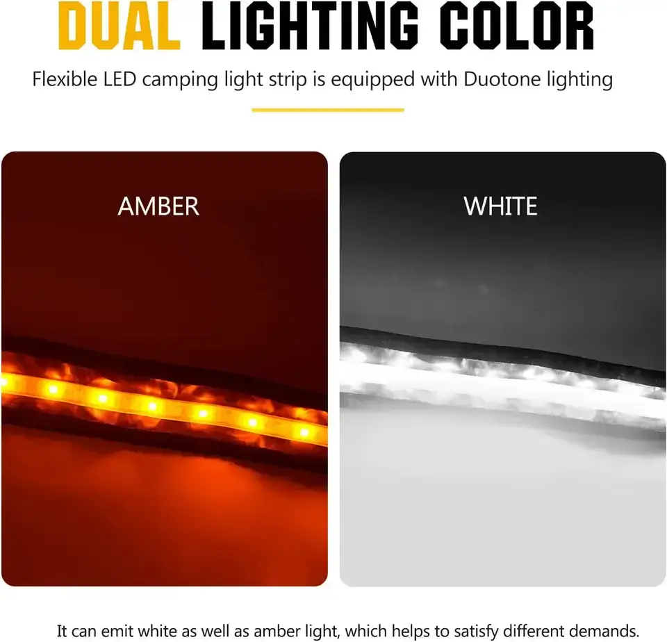 Awning 12V Dimmable LED Camping Light Flexible Strips Amber And White - Image 4