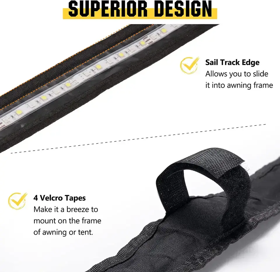Awning 12V Dimmable LED Camping Light Flexible Strips Amber And White - Image 6