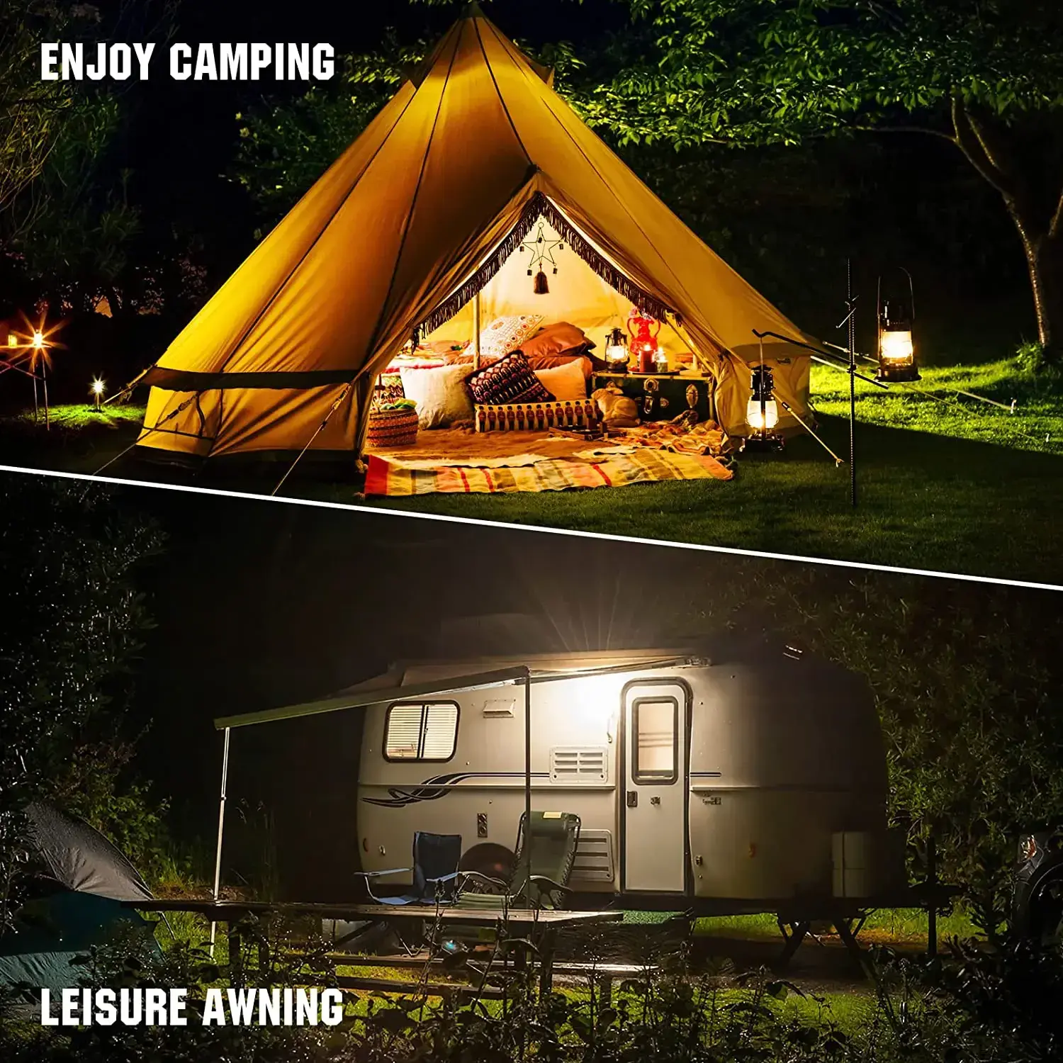 Awning 12V Dimmable LED Camping Light Flexible Strips Amber And White - Image 7