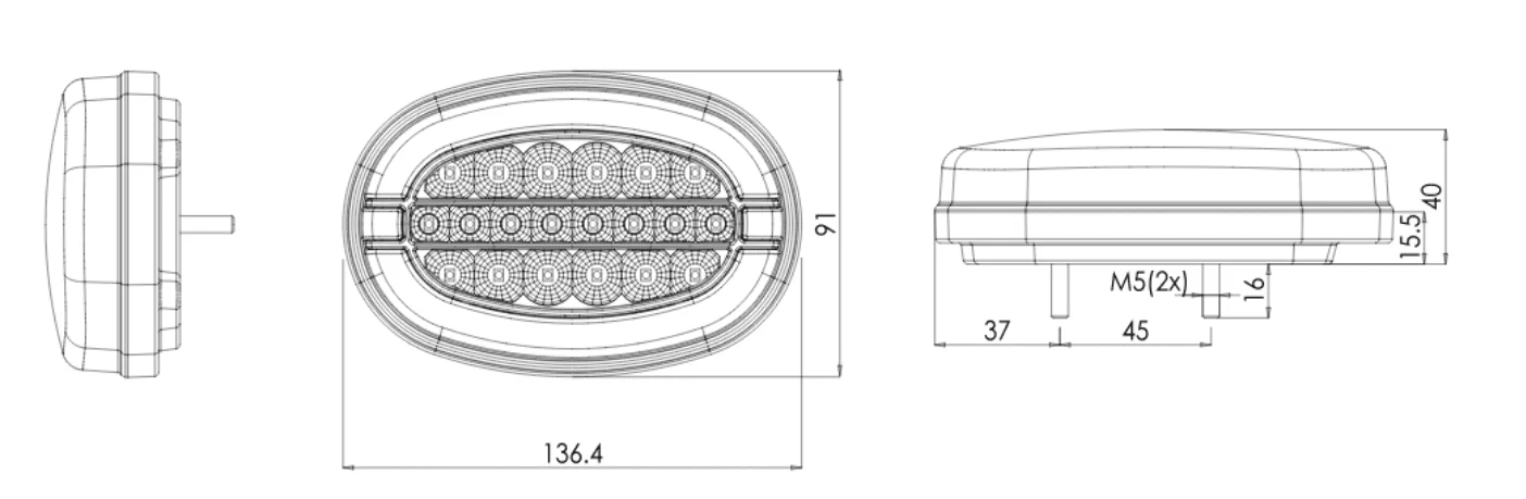 LED Oval Tail Lights - Pair - 136mm x 91mm - Image 5