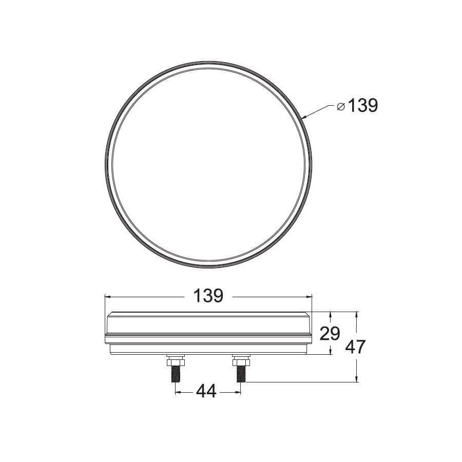 LED Round Tail Lights - Pair - 139mm - Image 5
