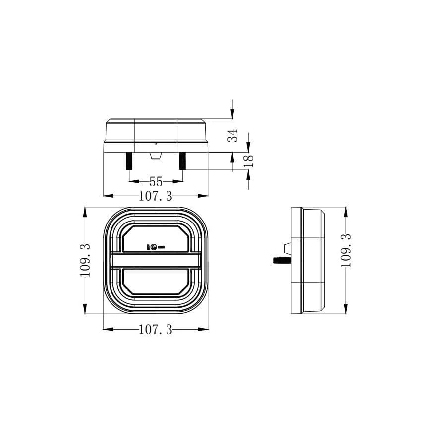 LED Square Tail Lights - Pair - 109mm x 107mm - Image 8
